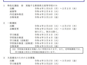 新泻县公立高中入学考试、一般选拔的学力测试